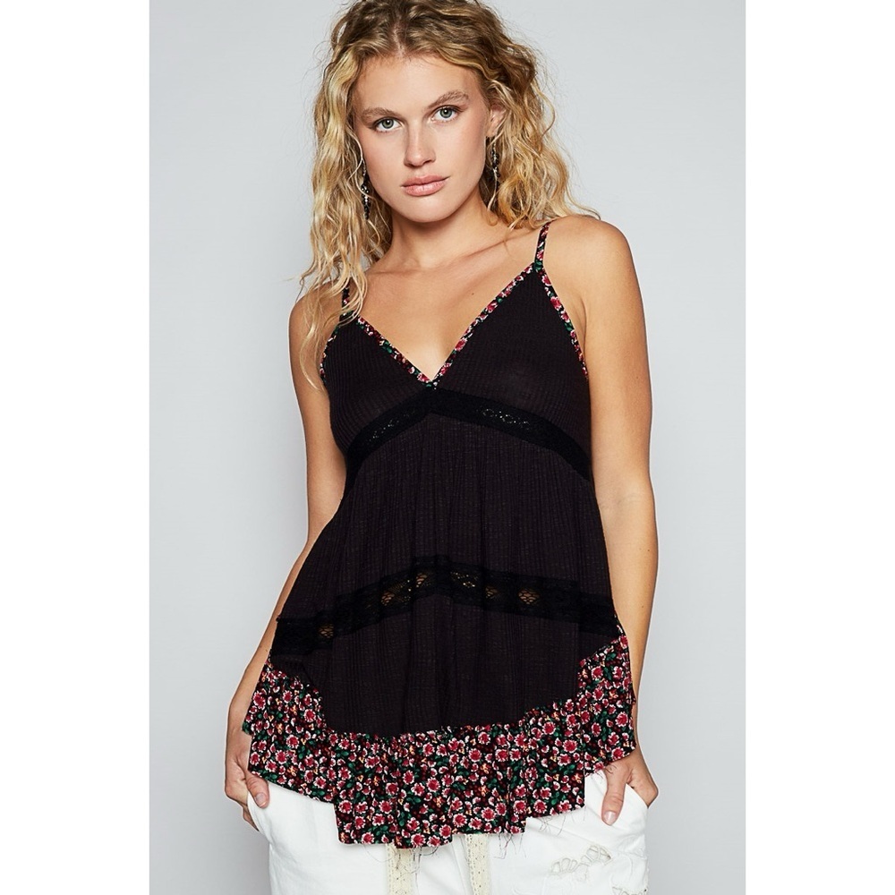 POL Black Asymmetrical Tiered Camisole - Picture 2 of 5